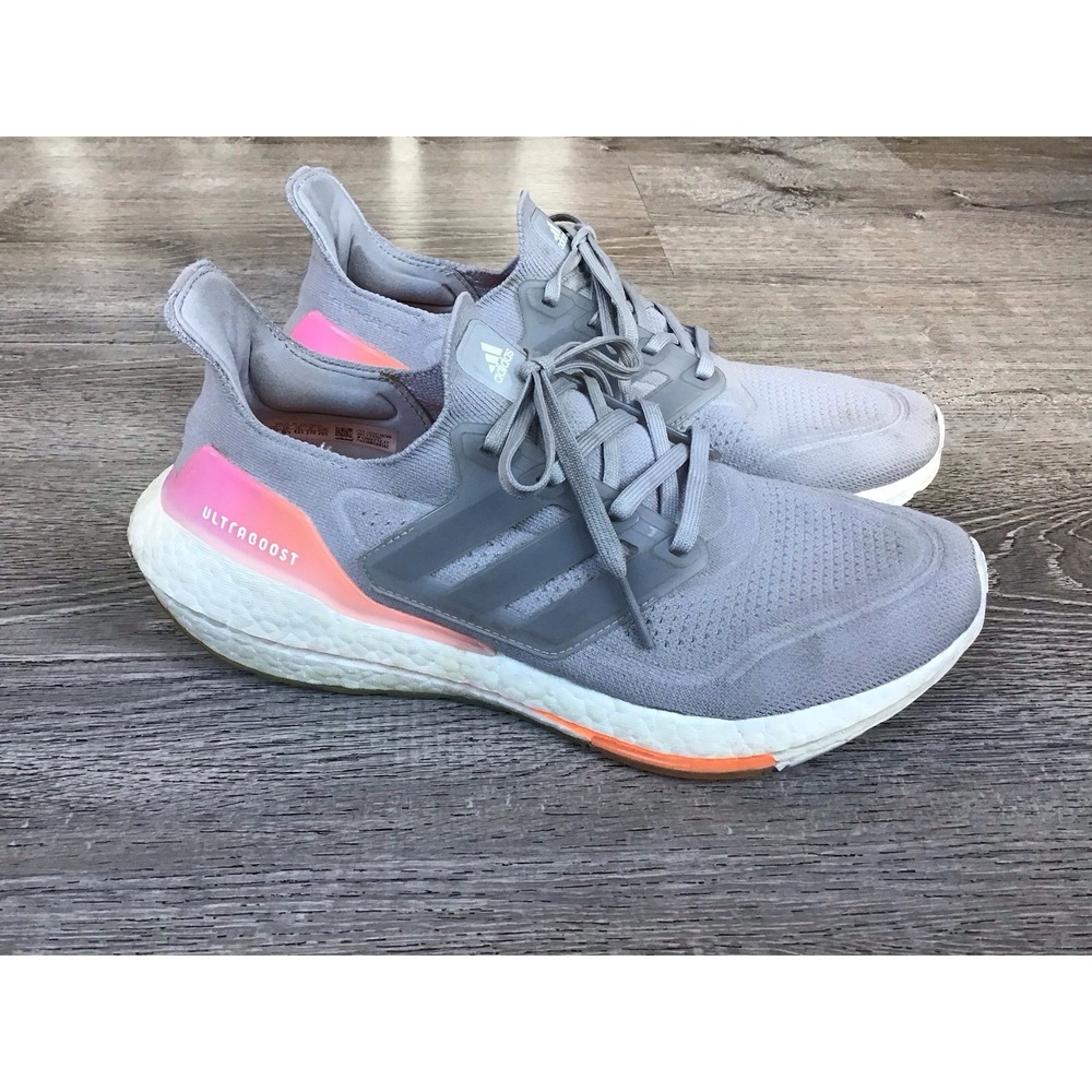 Adidas UltraBoost 21 Womens Size 10 Gray Orange Athletic Running Shoes FY0397